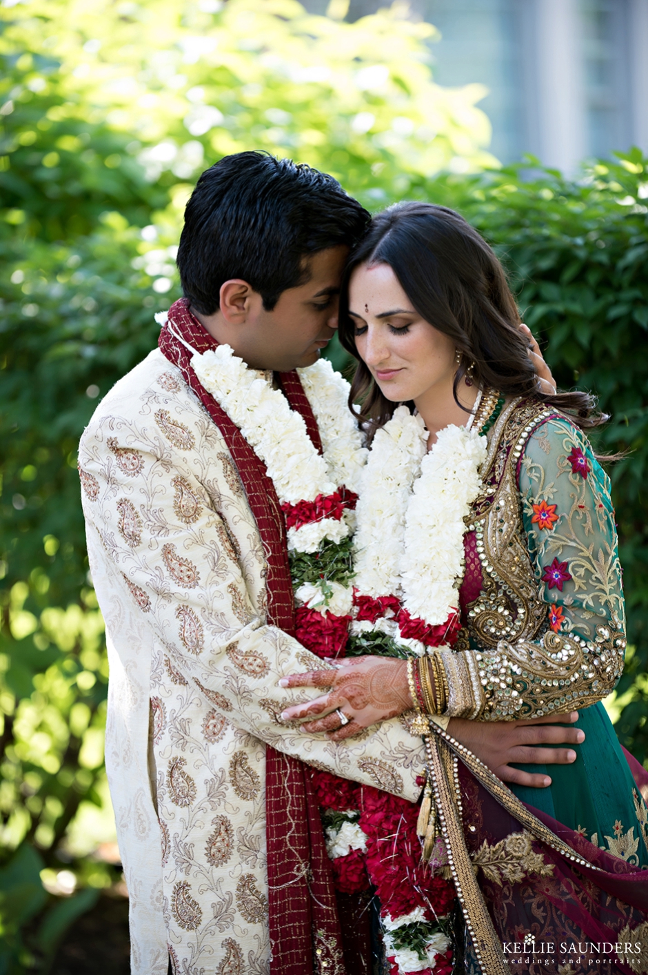 indian wedding portrait, bride and groom